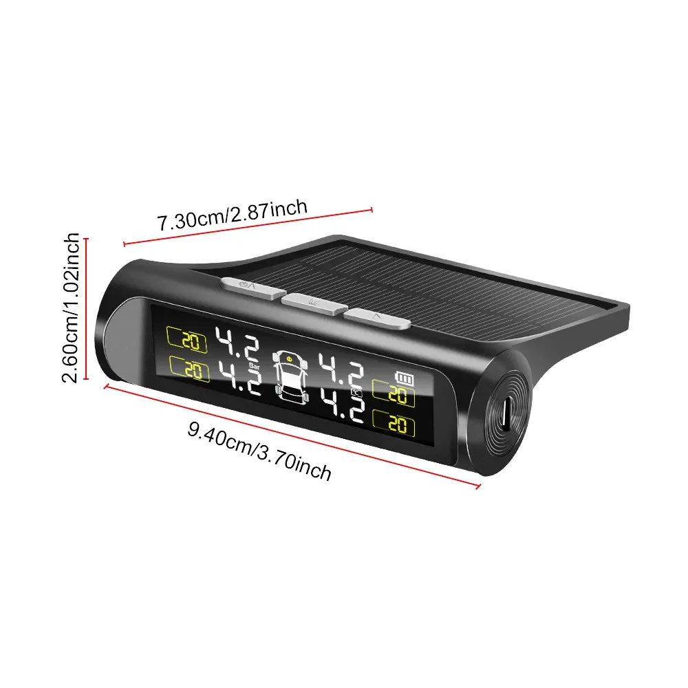Auto Vehicle Security Alarm Systems Car TPMS Tyre Pressure Monitoring System Solar Power Digital LCD Display Tyre Pressure