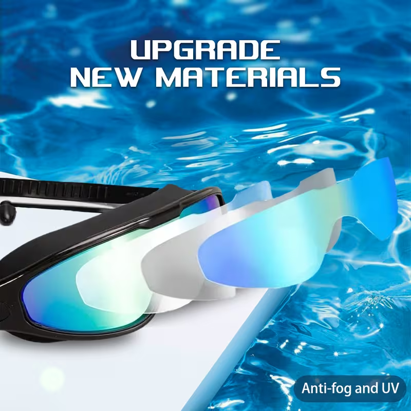 Swim Goggles 2 Pack, Wide View AntiFog&UVSwimming Goggles for Audlt,No Leaking SwimGlasses for MenWomen Youth