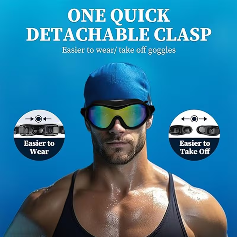 Swim Goggles 2 Pack, Wide View AntiFog&UVSwimming Goggles for Audlt,No Leaking SwimGlasses for MenWomen Youth