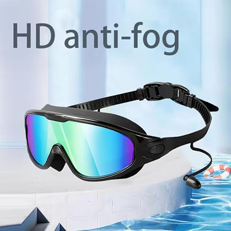 Swim Goggles 2 Pack, Wide View AntiFog&UVSwimming Goggles for Audlt,No Leaking SwimGlasses for MenWomen Youth