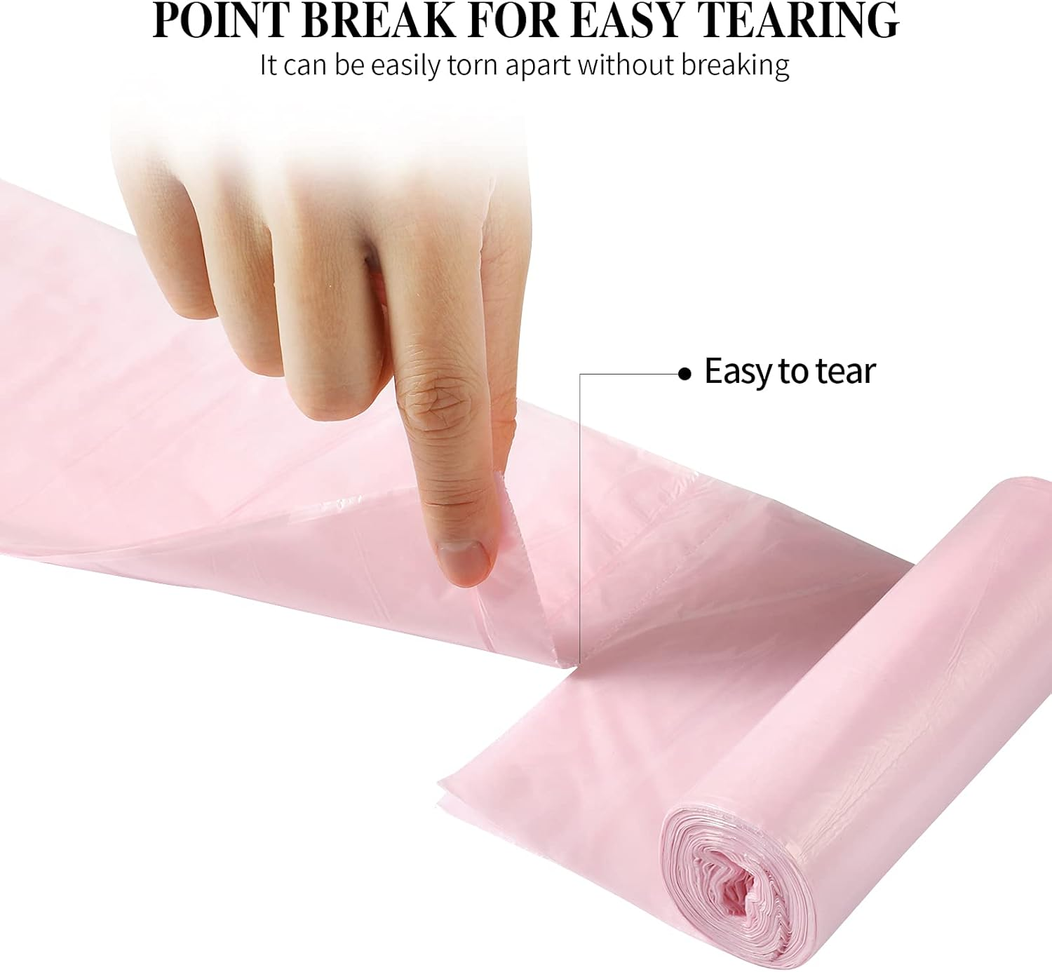 5 Rolls Small Trash Bags - 100 Counts Durable 4 Gallon Small Garbage Bags for home office kitchen Bathroom Bedroom Trash Can liners（Pink）