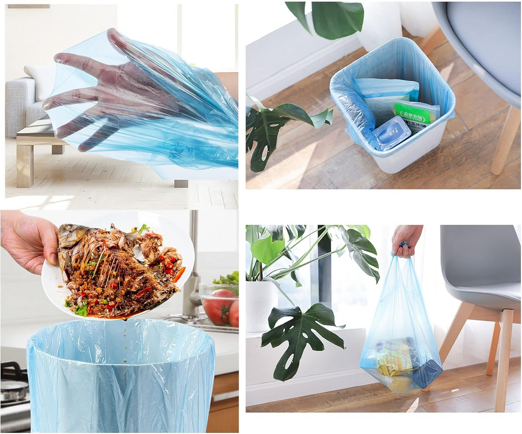 4 GALLON Bathroom Trash Bags, 4 Rolls/100 Counts Small HANDLES Garbage Bags for Office, Bathroom Wastebasket Waste Bin Colorful Portable Rubbish Bags (100)