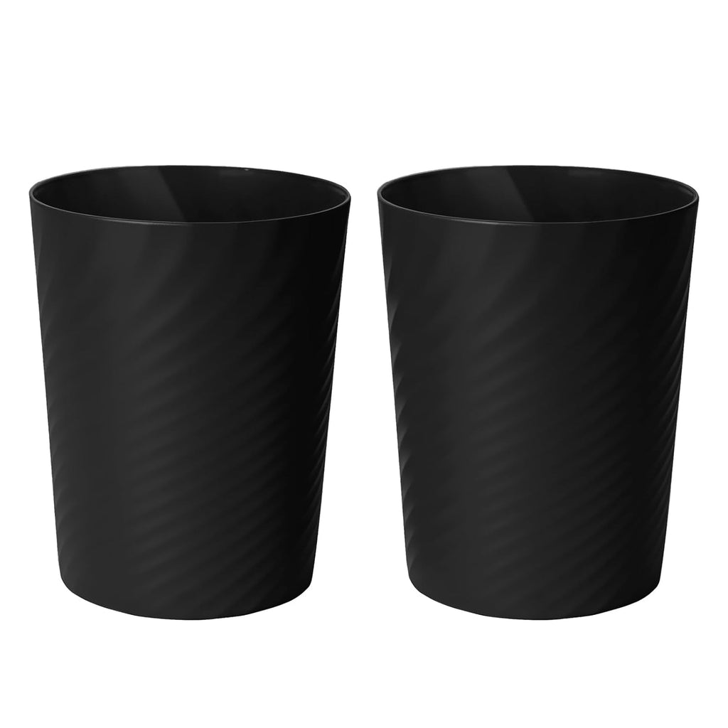 2-Pack Grip Trash Can - Small Waste basketbin - 1.8 Gallon- for Office,Home,Bathroom,Kitchen - Black