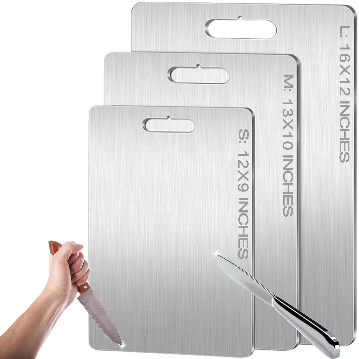Titanium Cutting Boards - 100% Pure Titanium Cutting Boards for Kitchen - Cutting Edge Hygiene & Durability, Dishwasher Safe Ideal, Perfect for Various Cooking Tasks (12 x 9 in)