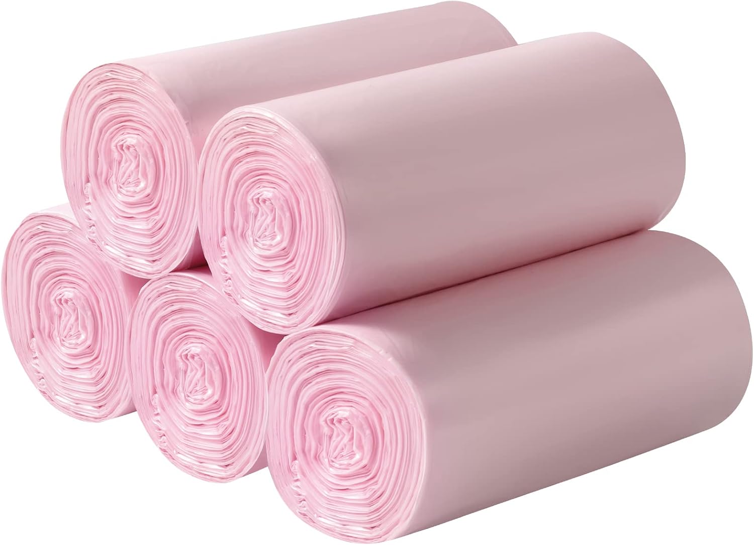 5 Rolls Small Trash Bags - 100 Counts Durable 4 Gallon Small Garbage Bags for home office kitchen Bathroom Bedroom Trash Can liners（Pink）