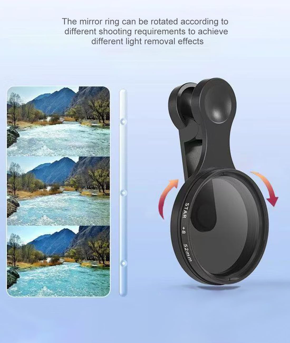 52mm Clip-on Phone Camera Lens Filter, CPL Filter