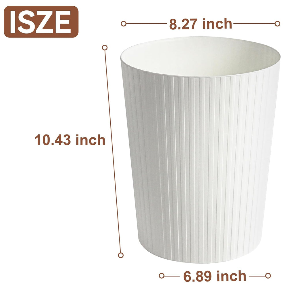 Soddeph 2.5 Gallon Trash Can, Plastic Wastebasket Garbage Trash Bin,Waste Trash Bin,Round Container Bin for Office,Home,Bathroom,Kitchen(White 1 Pack)