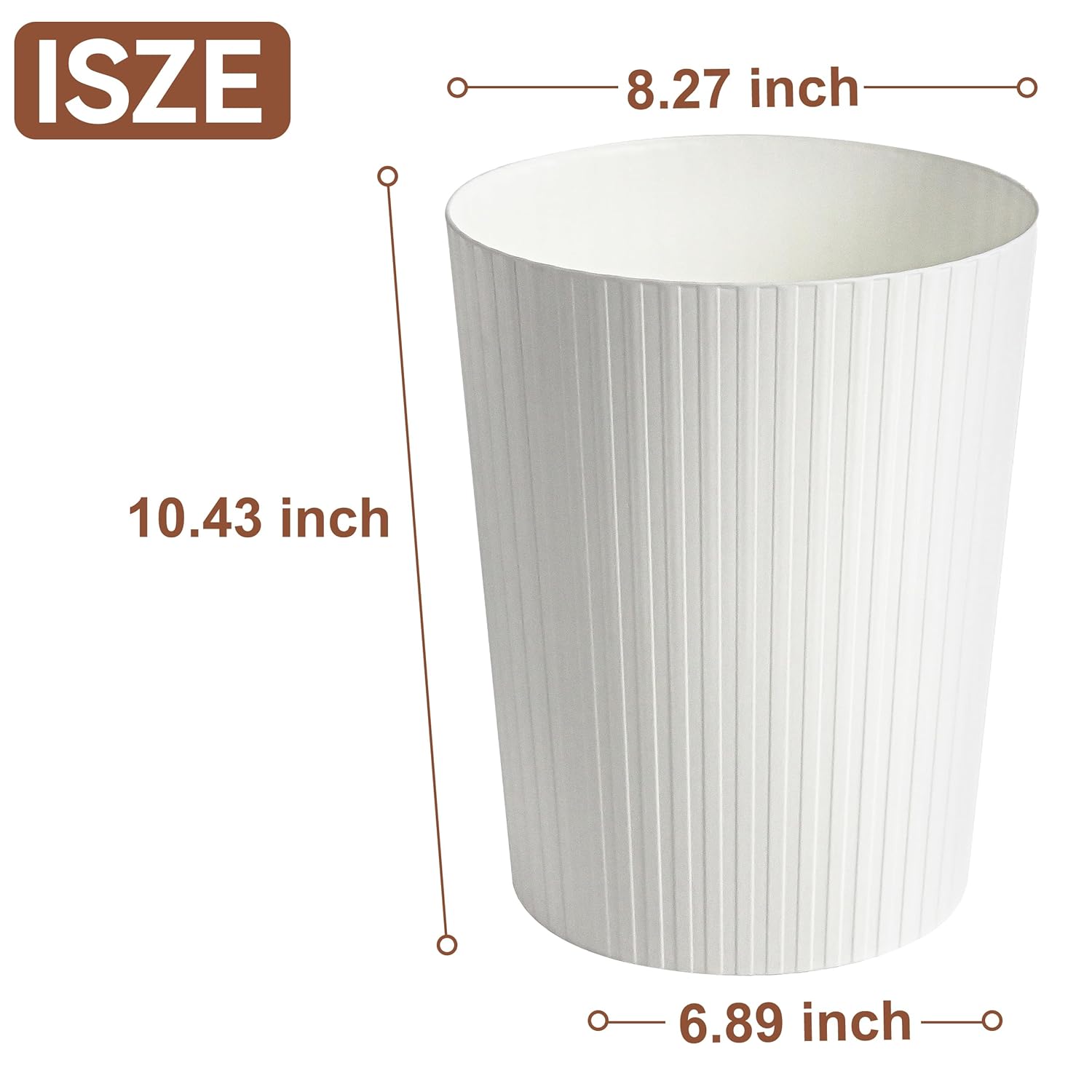 Soddeph 2.5 Gallon Trash Can, Plastic Wastebasket Garbage Trash Bin,Waste Trash Bin,Round Container Bin for Office,Home,Bathroom,Kitchen(White 1 Pack)