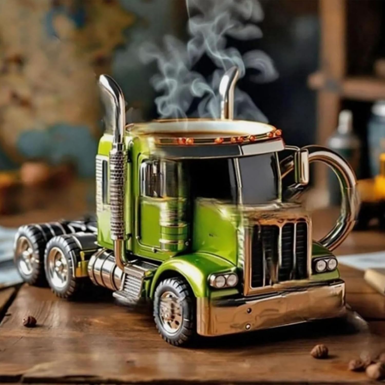 Handcrafted Truck Coffee Mug,11 Ounces Semi-trailer Shaped Coffee Cup,Unique Gift For Lovers,Truck Driver Gifts For Drivers Men (Blue)