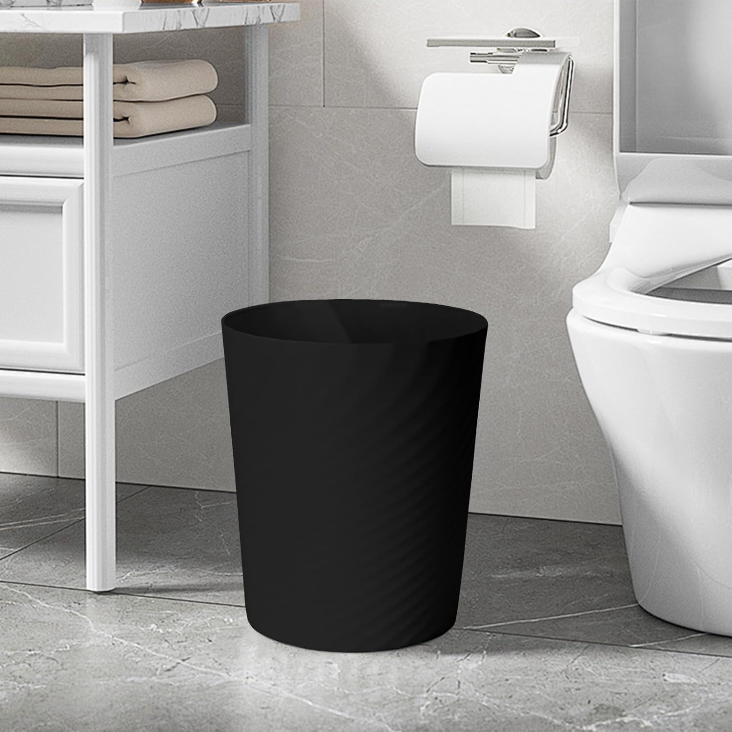 2-Pack Grip Trash Can - Small Waste basketbin - 1.8 Gallon- for Office,Home,Bathroom,Kitchen - Black