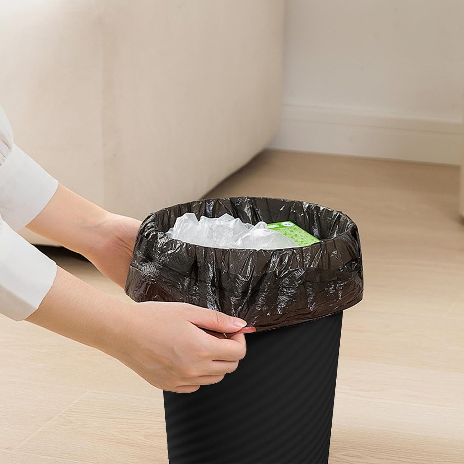 2-Pack Grip Trash Can - Small Waste basketbin - 1.8 Gallon- for Office,Home,Bathroom,Kitchen - Black