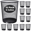 12 Pcs Mesh Trash Cans 4.5 Gallon Open Top Mesh Waste Wastebasket Lightweight Trash Bin Metal Basket Garbage Can for Kitchen Office Dorm Room Living Bedroom Under Desk Home Black