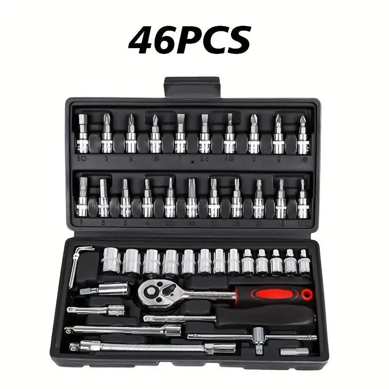 Mechanic Tool Set, Multifunctional Heat Treated Wrench Set, Portable Car, Bicycle & Motorcycle Repair Tool, Professional Hand Tool Set, Drive Socket Set