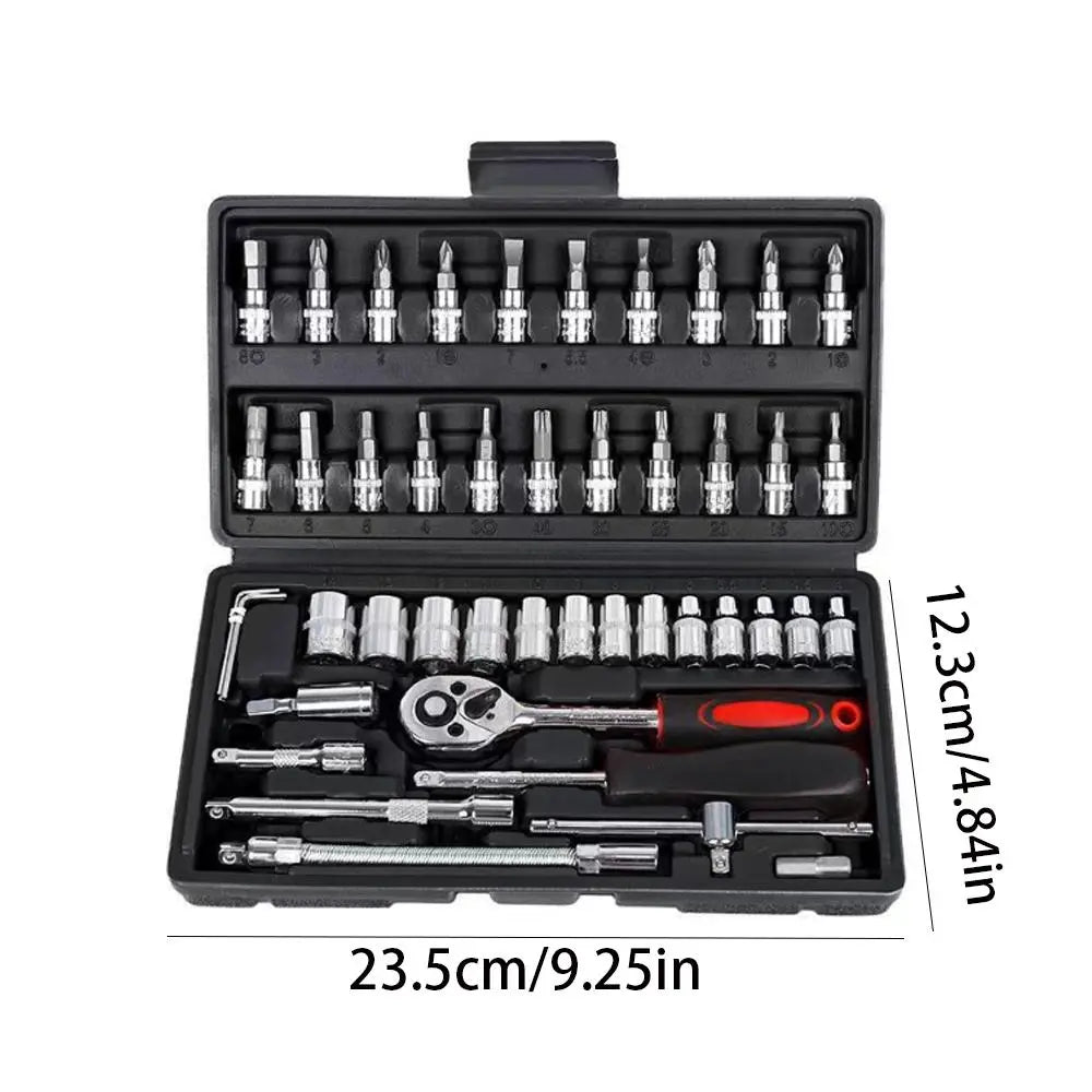 Mechanic Tool Set, Multifunctional Heat Treated Wrench Set, Portable Car, Bicycle & Motorcycle Repair Tool, Professional Hand Tool Set, Drive Socket Set